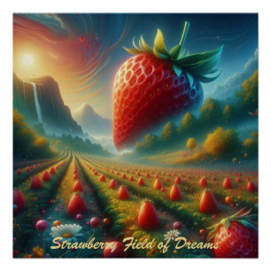 Aardbeienveld van dromen perfect poster