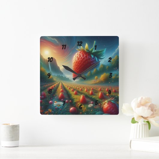 Aardbeienveld van dromen vierkante klok (Huis)
