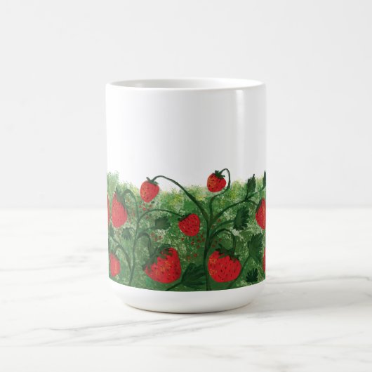 Aardbeienveld Waterverf illustratie Koffiemok (Center)