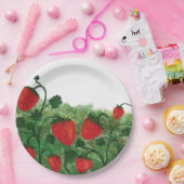 Aardbeienveld Waterverf illustratie Papieren Bordje (Feest)