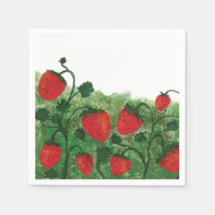 Aardbeienveld Waterverf illustratie Servet
