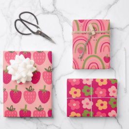 Aardbeienvelden Delight 1 Inpakpapier Vel