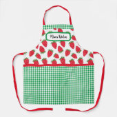 Aardbeienvelden en Green Gingham Check Schort (Voorkant)
