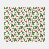 Aardbeienvelden op wit fleece deken (Voorkant (Horizontaal))