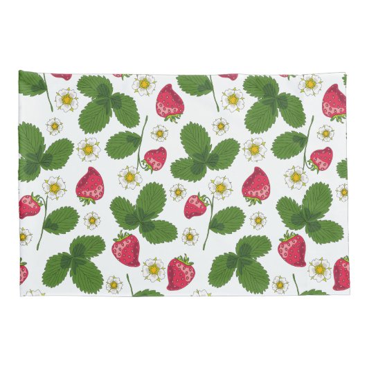 Aardbeienvelden op wit kussensloop (Achterkant-Rechts)