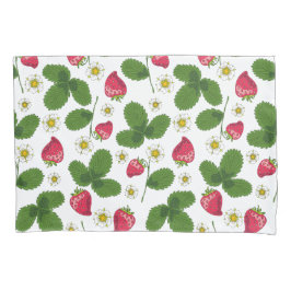 Aardbeienvelden op wit kussensloop