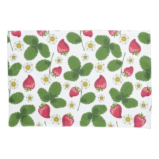 Aardbeienvelden op wit kussensloop (Voorkant-Links)