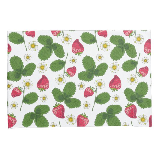 Aardbeienvelden op wit kussensloop (Voorkant-Rechts)