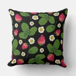 Aardbeienvelden op zwart kussen