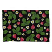 Aardbeienvelden op zwart kussensloop (Voorkant-Links)