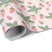 Aardbeienvelden roze en groen cadeaupapier (Rol Hoek)