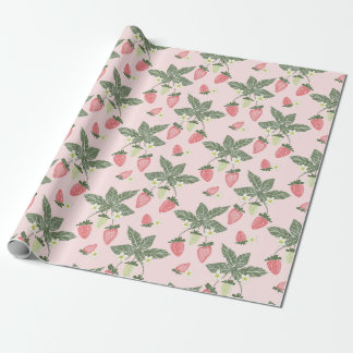 Aardbeienvelden roze en groen inpakpapier