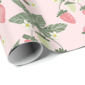 Aardbeienvelden roze en groen inpakpapier (Rol Hoek)
