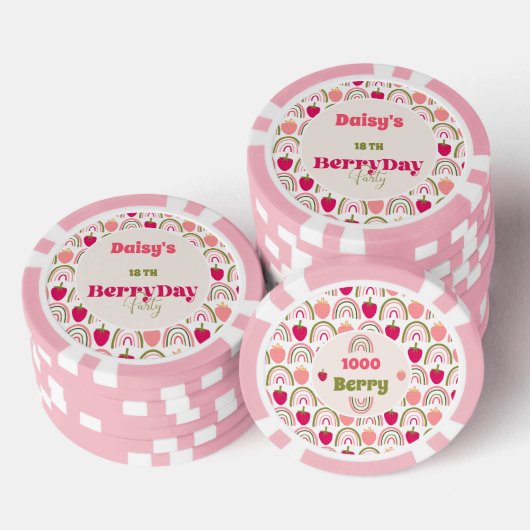 Aardbeienvelden Verrukking Verjaardag Poker Chips (Opstapeling)