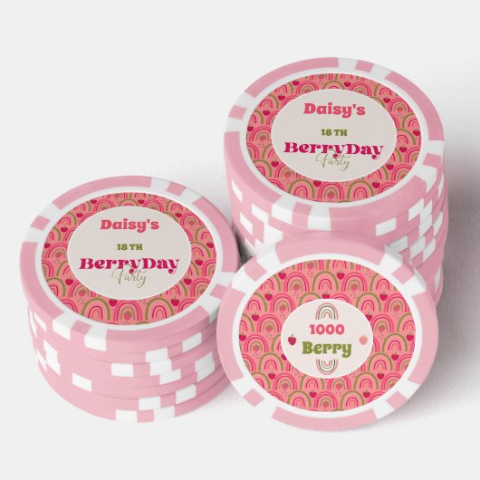Aardbeienvelden Verrukking Verjaardag Poker Chips (Opstapeling)