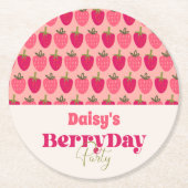 Aardbeienvelden Verrukking Verjaardag Ronde Kartonnen Onderzetter (Voorkant)