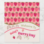 Aardbeienvelden Verrukking Verjaardag Wijn Etiket (Enkel label)