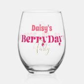 Aardbeienvelden Verrukking Verjaardag Wijnglas Zonder Voet (Voorkant)