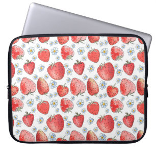 Aardbeienvelden: zomerse frisheid laptop sleeve