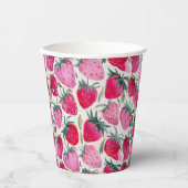 Aardbeienvelden zomertijd picknick roze papieren bekers (Voorkant)