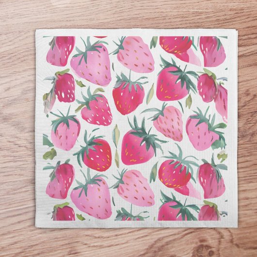 Aardbeienvelden zomertijd picknick roze servet