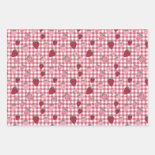 Aardbeienveldpatroon Inpakpapier Vel (Voorkant 3)