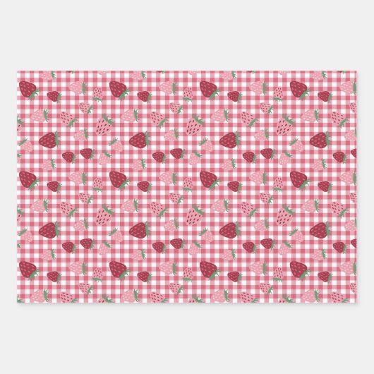 Aardbeienveldpatroon Inpakpapier Vel (Voorkant 2)