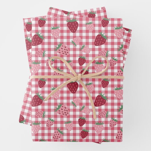 Aardbeienveldpatroon Inpakpapier Vel (In situ)