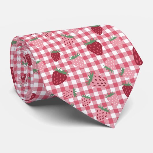 Aardbeienveldpatroon Stropdas (Opgerold)