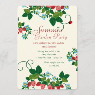 Aardbeienvelduitnodiging Kaart