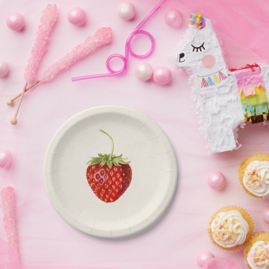  aardbeienverjaardagsfeestje papieren bordje (Feest)