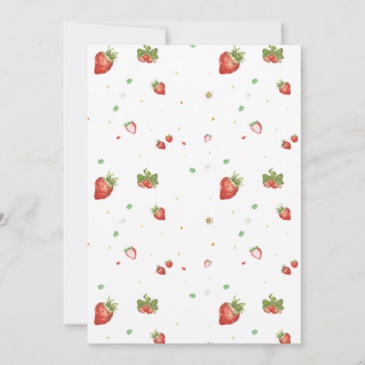 Aardbeienverjaardagsuitnodiging Eerste verjaardag Kaart (Achterkant)