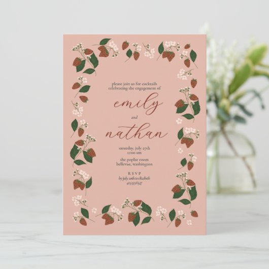 aardbeienverlovingsfeest kaart (Staand voorkant)