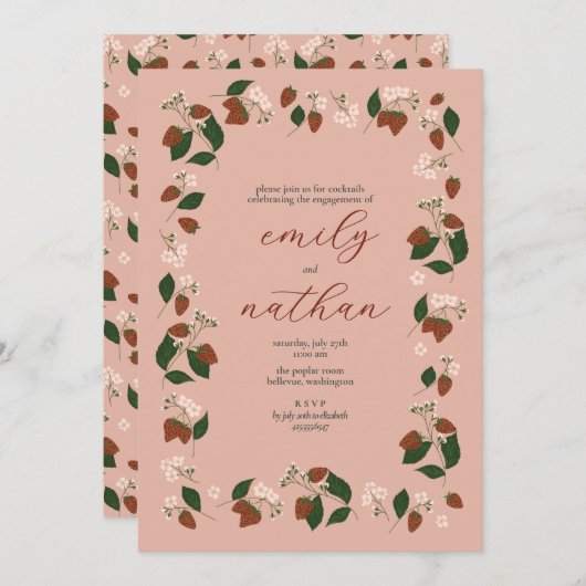 aardbeienverlovingsfeest kaart (Voorkant / Achterkant)