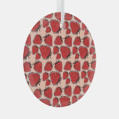 Aardbeienverrukking:  patroonbedel. glas ornament (Voorkant Rechts)
