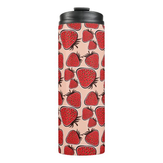 Aardbeienverrukking: patroonbedel. thermosbeker (Voorkant)