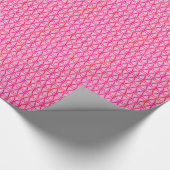 Aardbeienvogel - aardbeiroze cadeaupapier (Hoek)