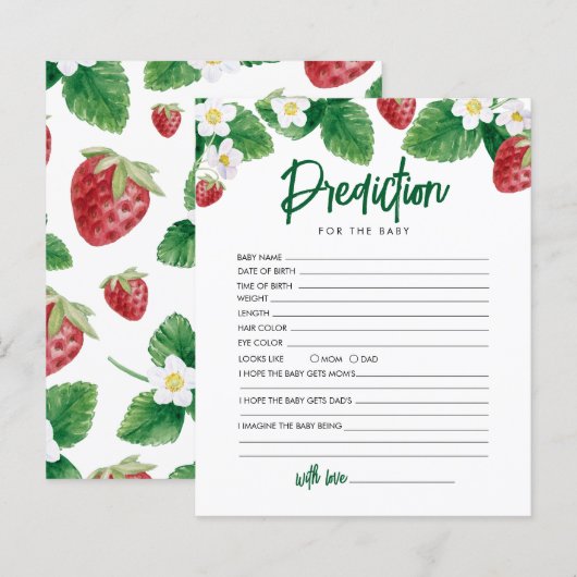 Aardbeienvoorspelling voor Baby shower spel (Voorkant / Achterkant)