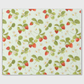 Aardbeienvruchten, bladeren en bloemen cadeaupapier (Vlak)