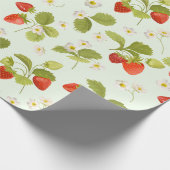 Aardbeienvruchten, bladeren en bloemen cadeaupapier (Hoek)