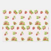 Aardbeienvruchten, bladeren en bloemen inpakpapier vel (Voorkant 3)