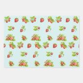 Aardbeienvruchten, bladeren en bloemen inpakpapier vel (Voorkant 2)