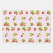 Aardbeienvruchten, bladeren en bloemen inpakpapier vel (Voorkant)