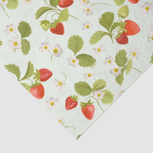 Aardbeienvruchten, bladeren en bloemen tissuepapier (Detail)