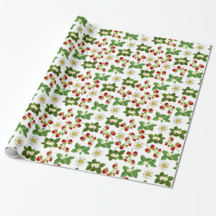 Aardbeienvruchten met vloerkleppapier cadeaupapier
