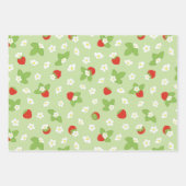 Aardbeienvruchten Rood groen patroon Inpakpapier Vel (Voorkant 3)