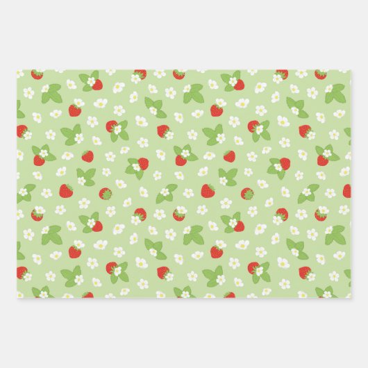 Aardbeienvruchten Rood groen patroon Inpakpapier Vel (Voorkant 2)