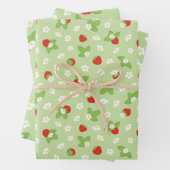 Aardbeienvruchten Rood groen patroon Inpakpapier Vel (In situ)