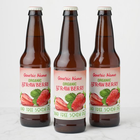 Aardbeienvruchtendrank Bier Etiket (Flessen)