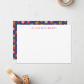 Aardbeienvruchtengepersonaliseerde naam notitiekaartje (Voorkant / Achterkant in situ)